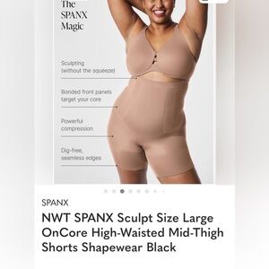 SPANX Sculpt high waisted mid thigh short BLACK size Large